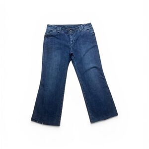 Vintage Gap Flare Leg Jeans Womens 12 Retro Wash Raw Hem Cropped Denim